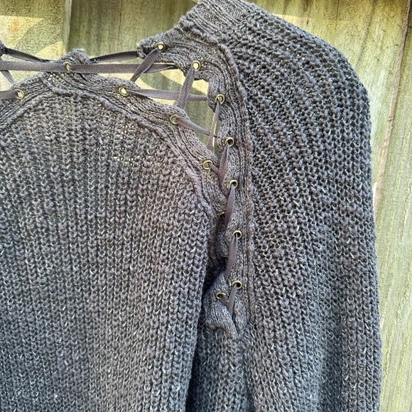 American Eagle Outfitters Charcoal Grey Chunky Knit Open Front Sweater Cardigan - Picture 8 of 8